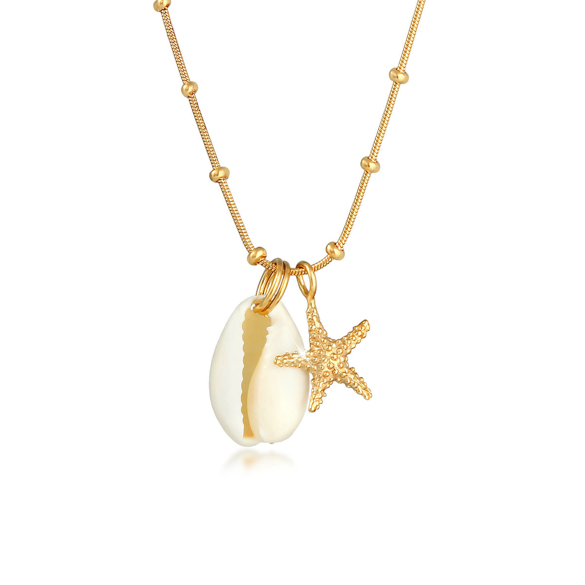 Gold - Elli | Kugel-Halskette Muschel | 925 Sterling Silber vergoldet