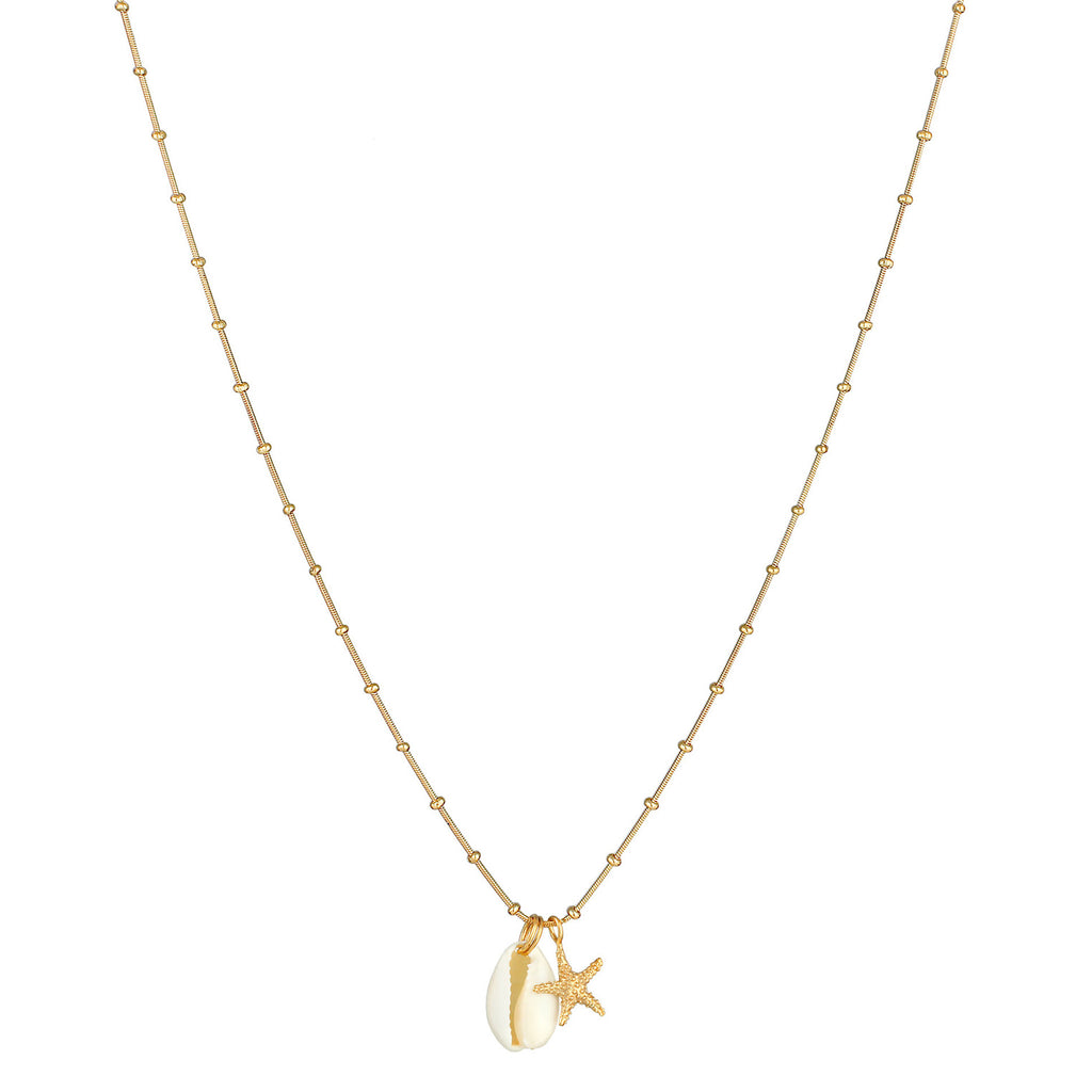 Gold - Elli | Kugel-Halskette Muschel | 925 Sterling Silber vergoldet