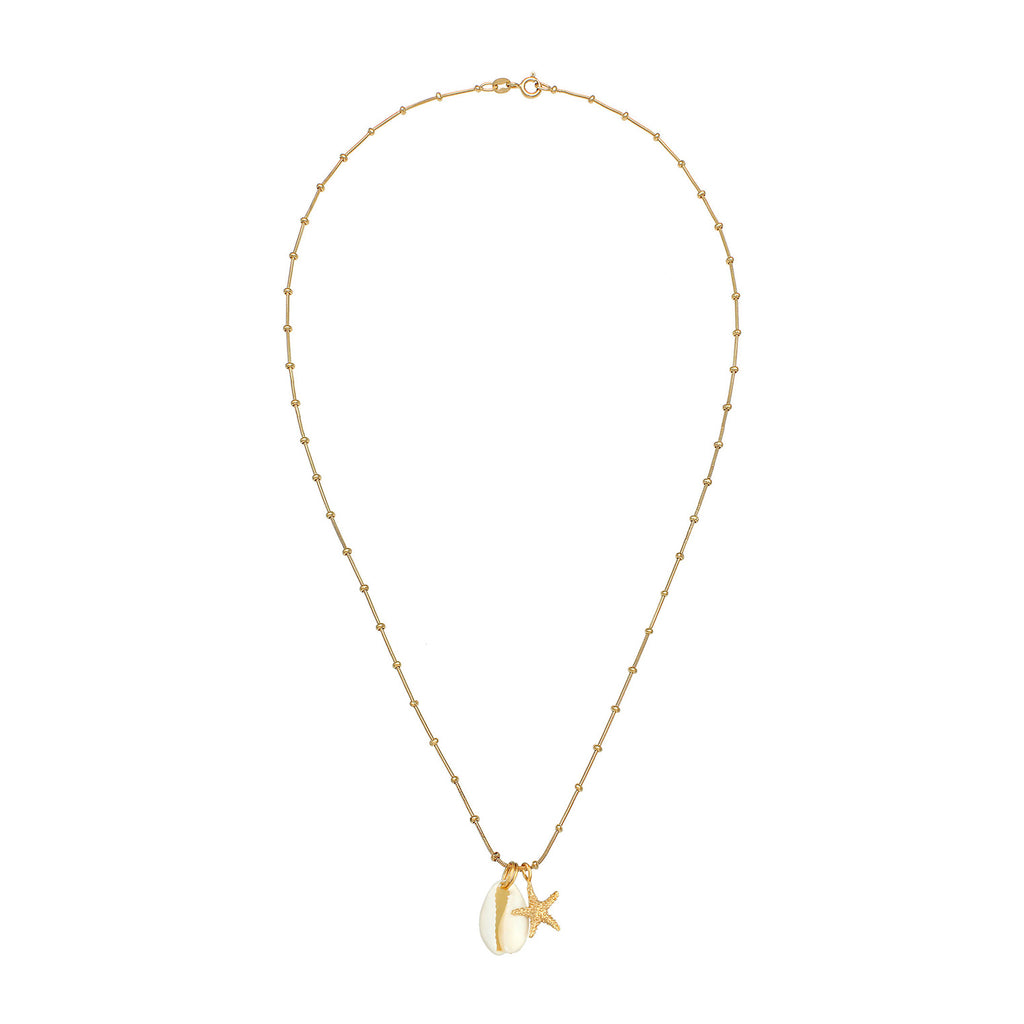 Gold - Elli | Kugel-Halskette Muschel | 925 Sterling Silber vergoldet
