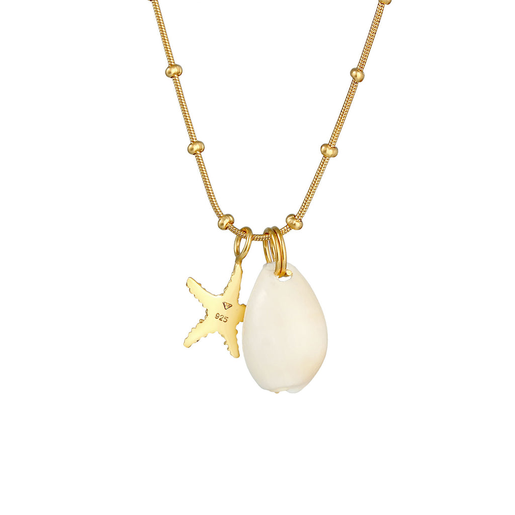 Gold - Elli | Kugel-Halskette Muschel | 925 Sterling Silber vergoldet