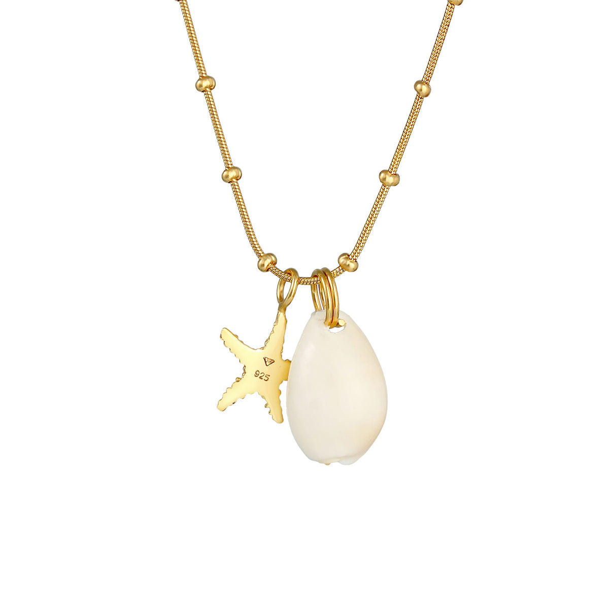 Gold - Elli | Kugel-Halskette Muschel | 925 Sterling Silber vergoldet