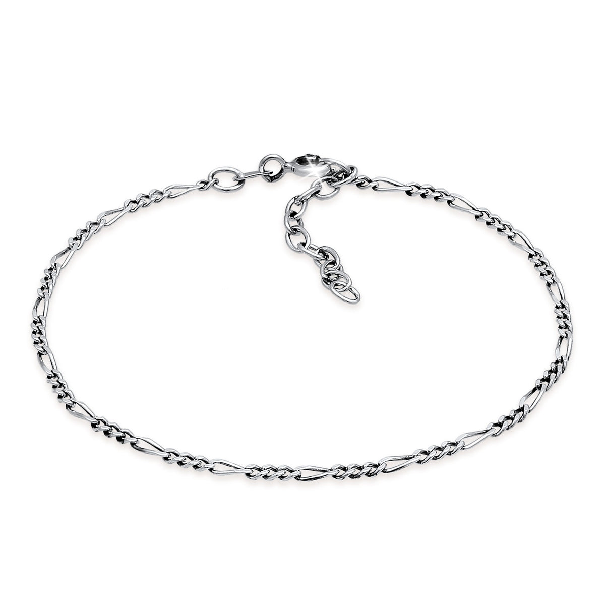 Grau - Elli | Figaro-Gliederarmband | 925er Sterling Silber