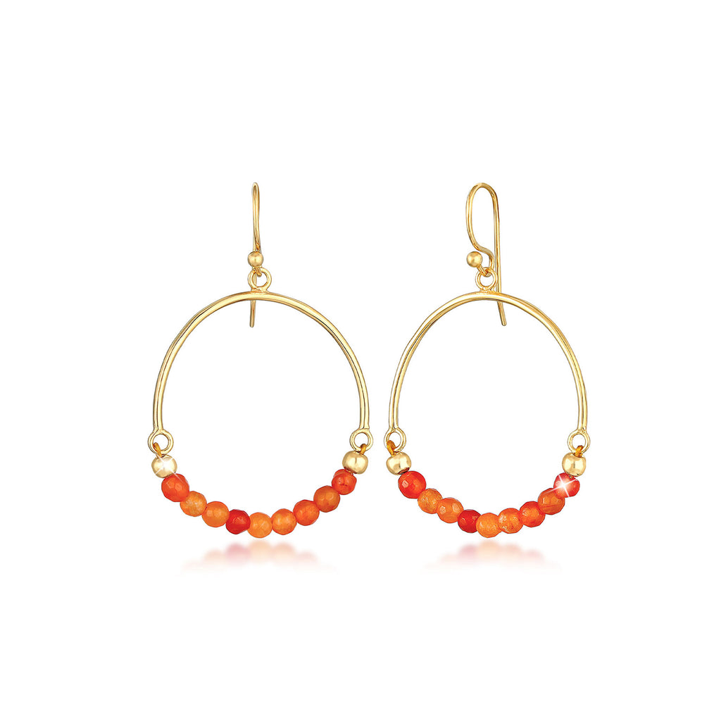 Gold - Elli | Ohrhänger | Achat ( Orange ) | 925 Sterling Silber vergoldet