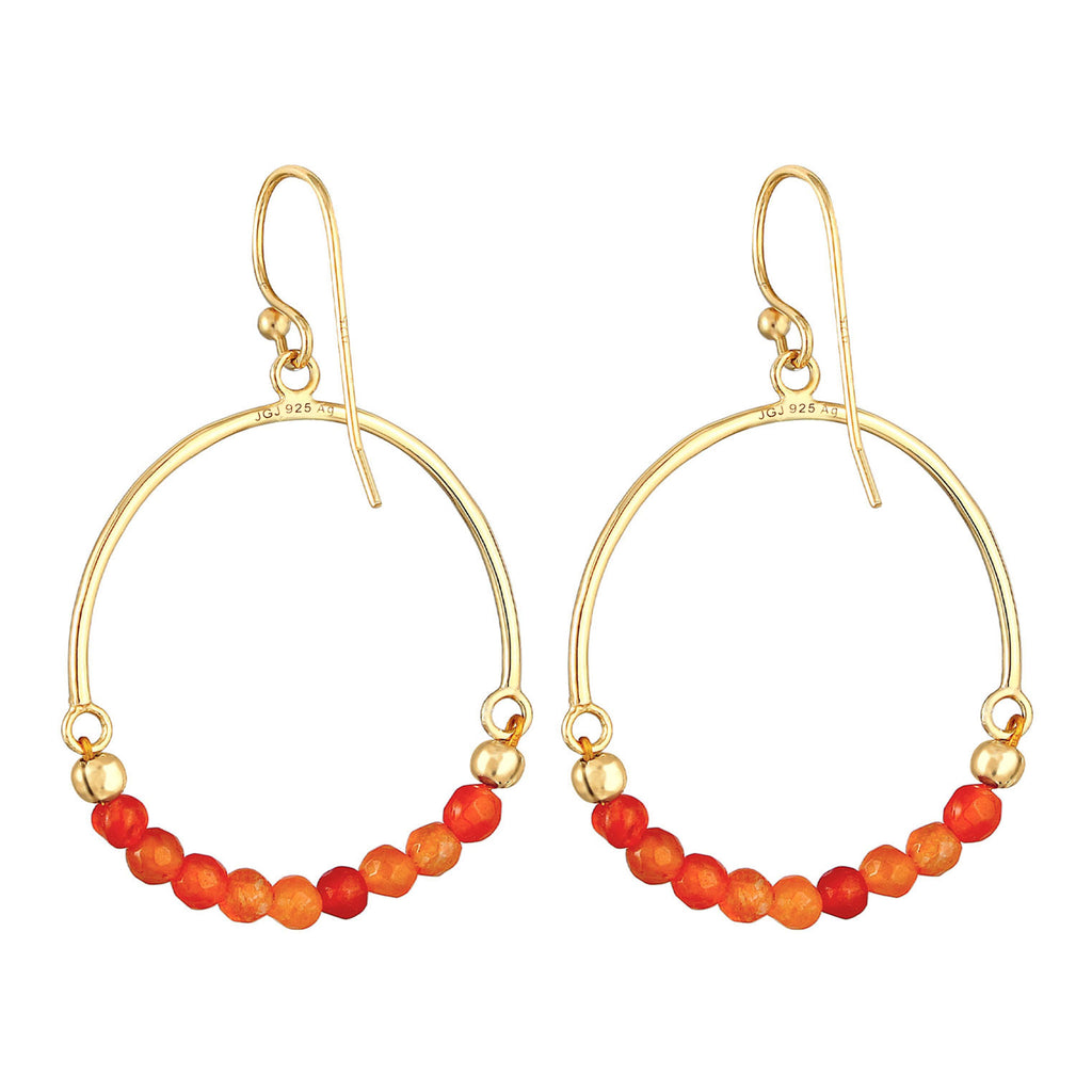 Gold - Elli | Ohrhänger | Achat ( Orange ) | 925 Sterling Silber vergoldet