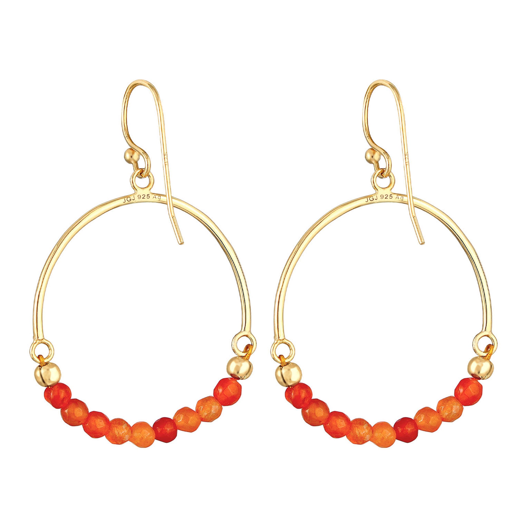 Gold - Elli | Ohrhänger | Achat ( Orange ) | 925 Sterling Silber vergoldet