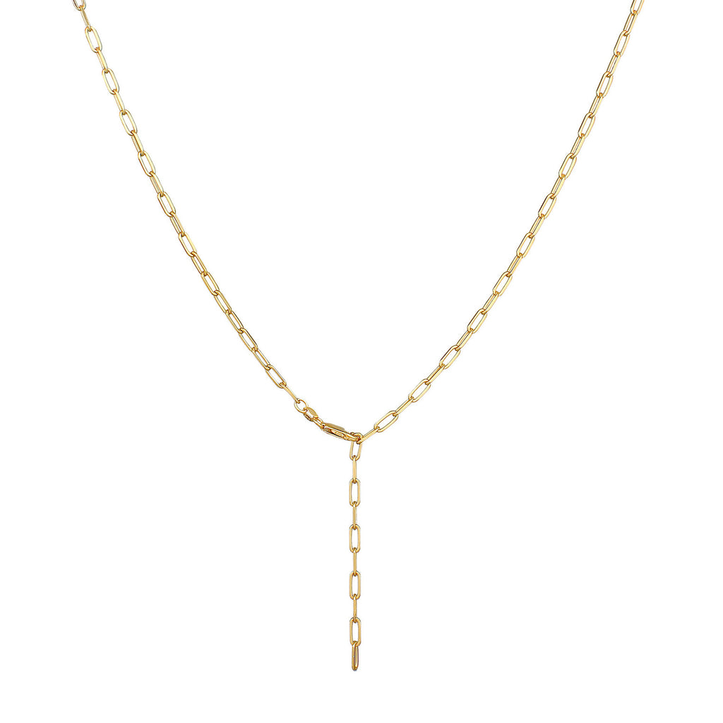 Gold - Elli | Glieder-Y-Halskette | 925 Sterling Silber vergoldet