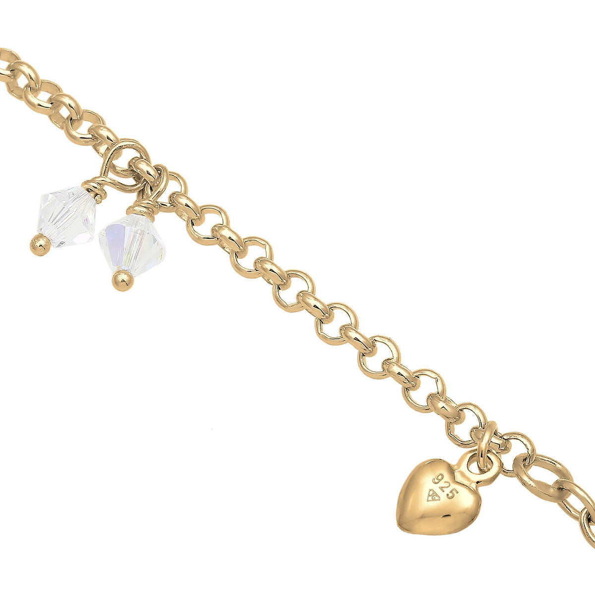 Gold - Elli | Armband Anker | Kristall ( Weiß ) | 925 Sterling Silber vergoldet