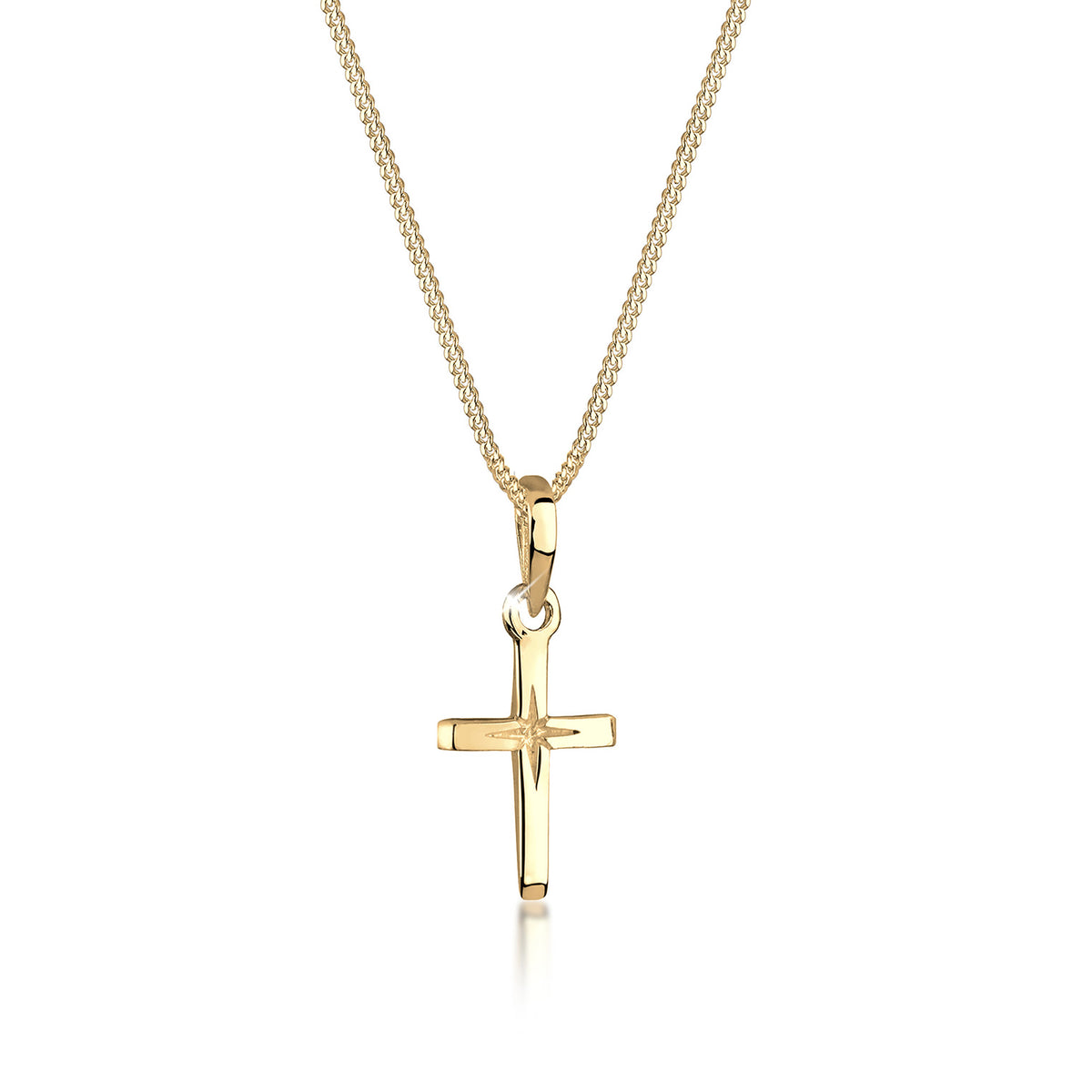 Gold - Elli | Halskette Kreuz | 925 Sterling Silber vergoldet