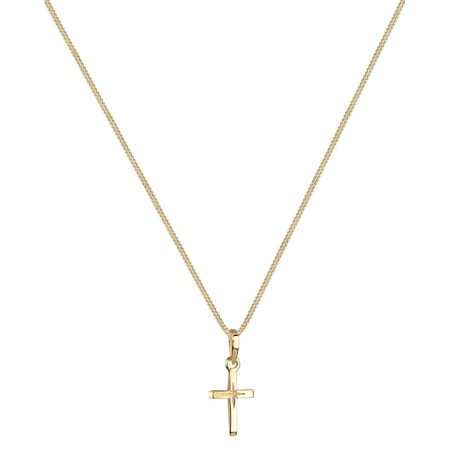 Gold - Elli | Halskette Kreuz | 925 Sterling Silber vergoldet