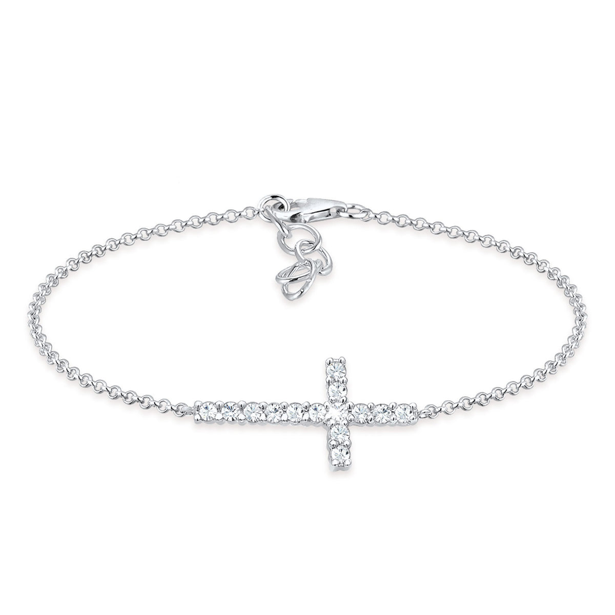 Silber - Elli | Armband Kreuz | Mit Kristallen von Swarovski® (Weiß) | 925er Sterling Silber