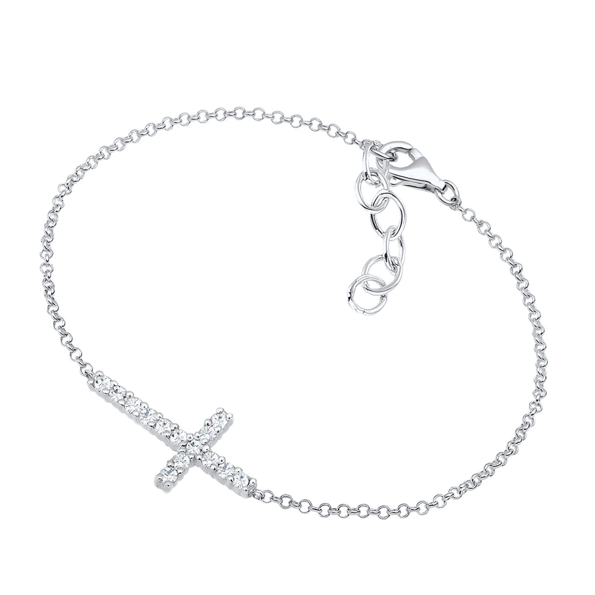 Silber - Elli | Armband Kreuz | Mit Kristallen von Swarovski® (Weiß) | 925er Sterling Silber