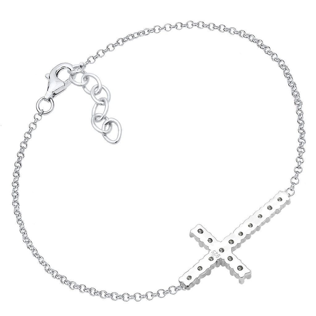 Silber - Elli | Armband Kreuz | Mit Kristallen von Swarovski® (Weiß) | 925er Sterling Silber