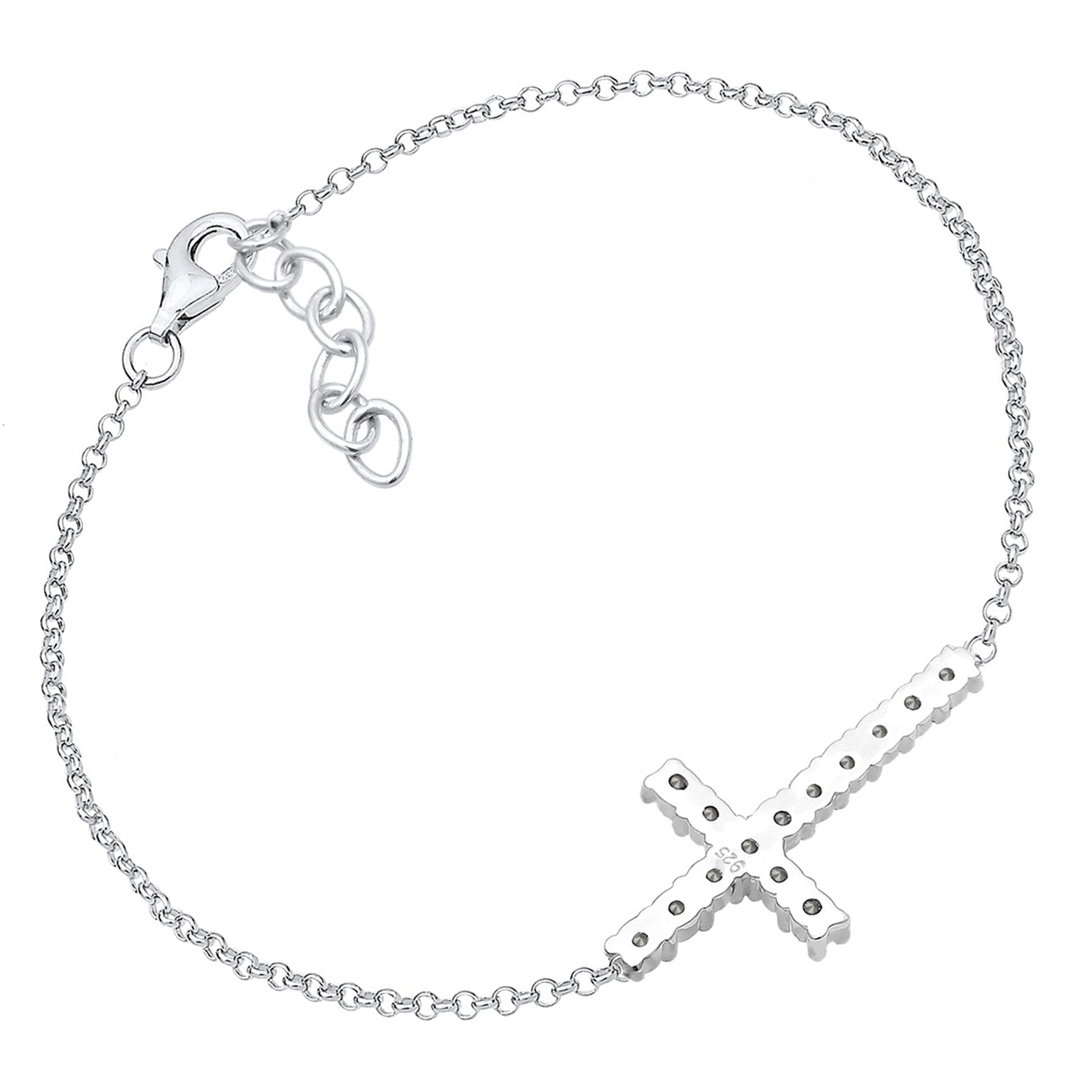 Silber - Elli | Armband Kreuz | Kristall ( Weiß ) | 925er Sterling Silber