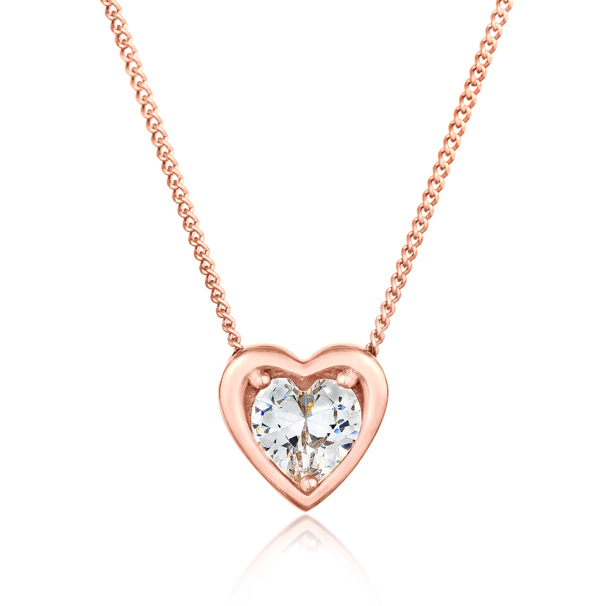 Roségold - Elli | Halskette Herz | Zirkonia (Weiß) | 925 Sterling Silber Rosegold