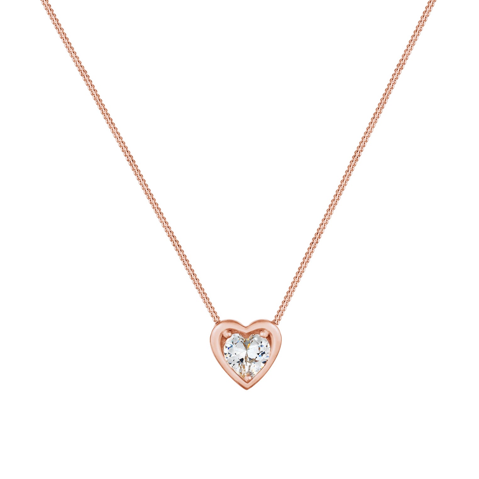 Roségold - Elli | Halskette Herz | Zirkonia (Weiß) | 925 Sterling Silber Rosegold