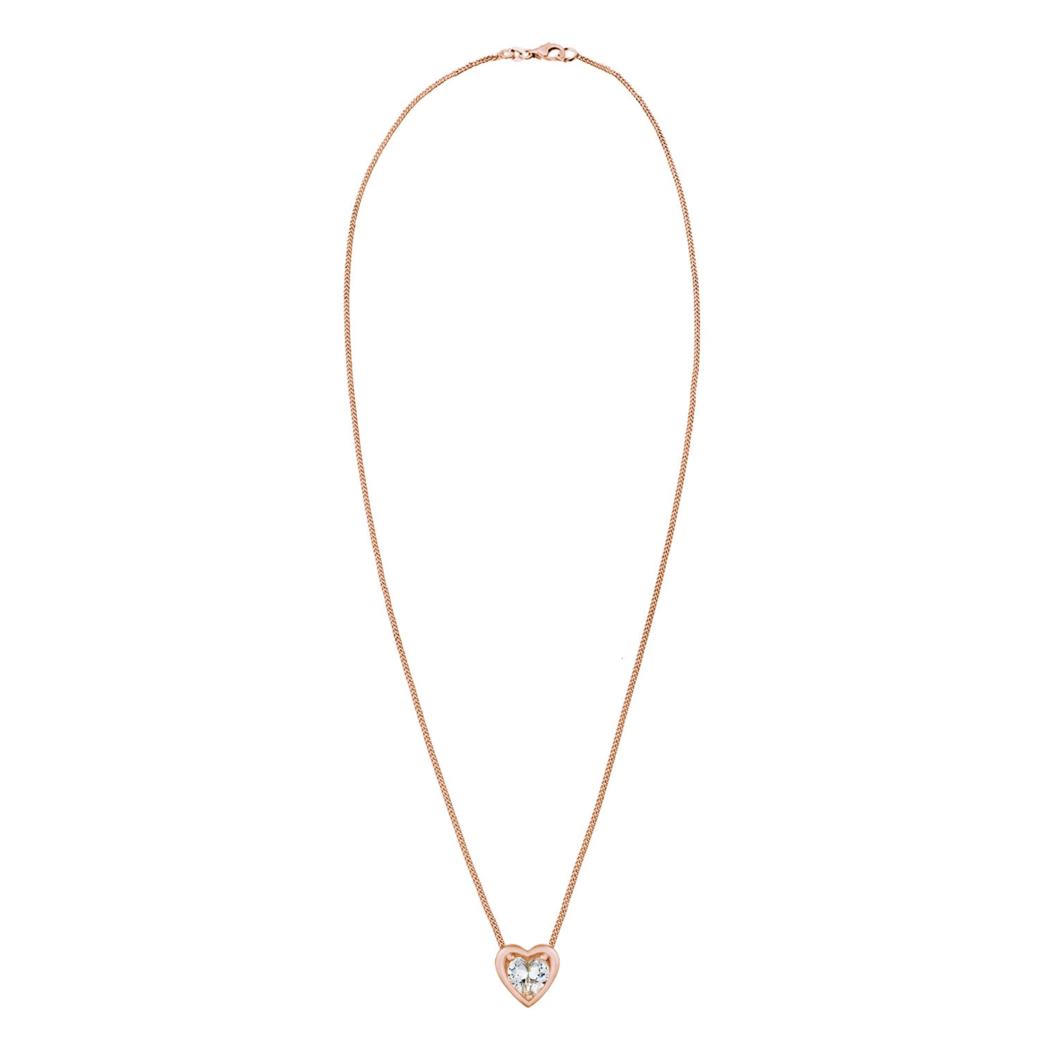 Roségold - Elli | Halskette Herz | Zirkonia (Weiß) | 925 Sterling Silber Rosegold