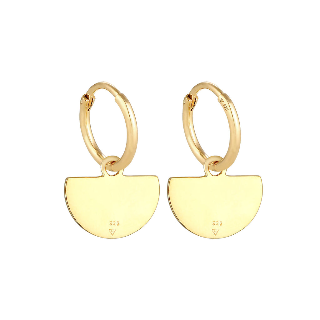 Gold - Elli PREMIUM | Creole | Mondstein ( Weiß ) | 925 Sterling Silber vergoldet
