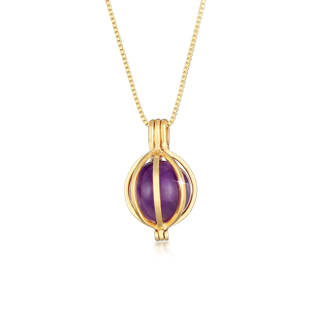Gold - Elli PREMIUM | Venezianer-Halskette | Amethyst ( Violett ) | 925 Sterling Silber vergoldet