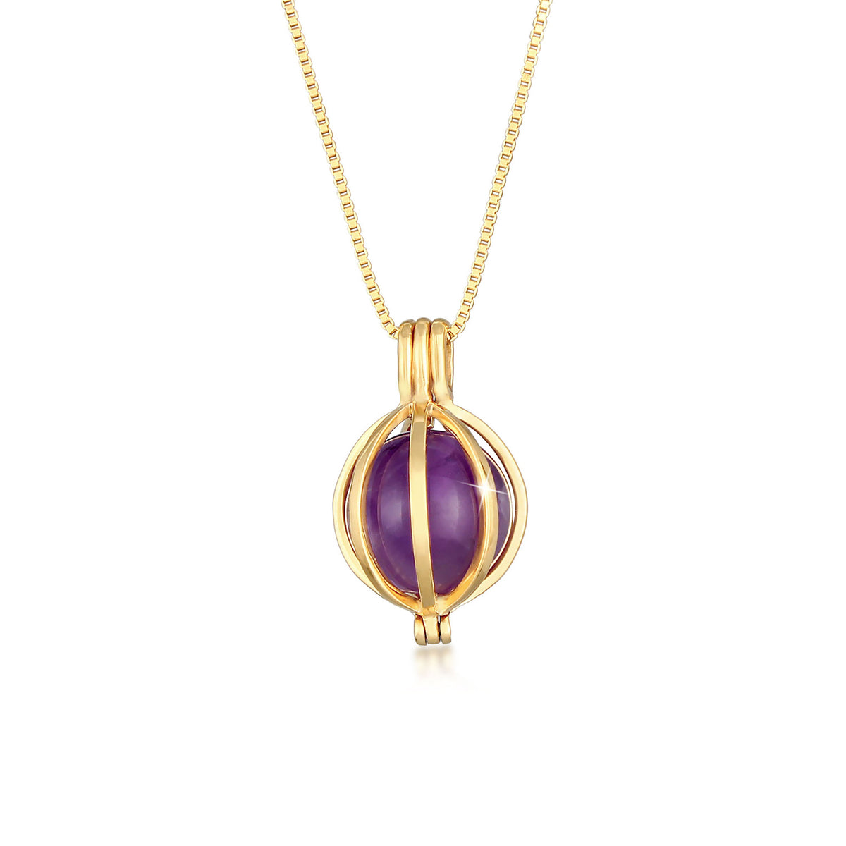 Gold - Elli PREMIUM | Venezianer-Halskette | Amethyst ( Violett ) | 925 Sterling Silber vergoldet