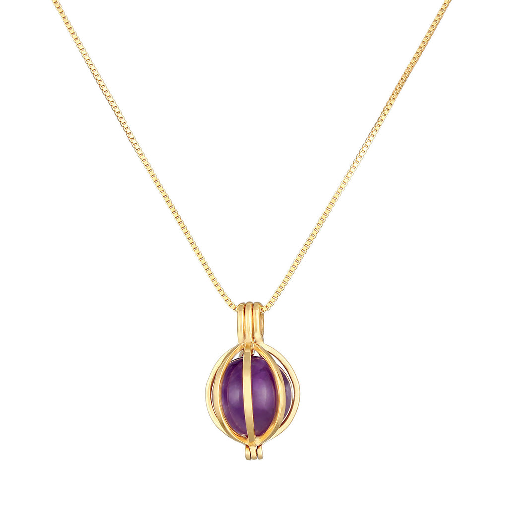 Gold - Elli PREMIUM | Venezianer-Halskette | Amethyst ( Violett ) | 925 Sterling Silber vergoldet
