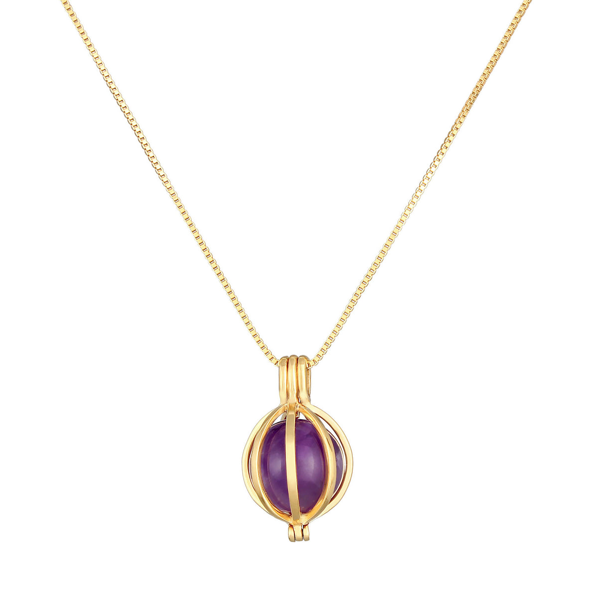 Gold - Elli PREMIUM | Venezianer-Halskette | Amethyst ( Violett ) | 925 Sterling Silber vergoldet