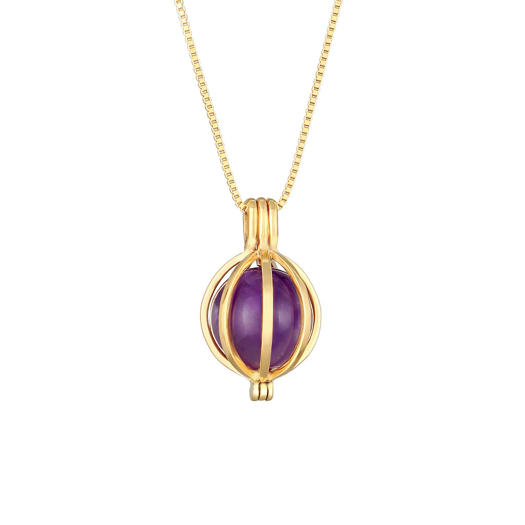 Gold - Elli PREMIUM | Venezianer-Halskette | Amethyst ( Violett ) | 925 Sterling Silber vergoldet