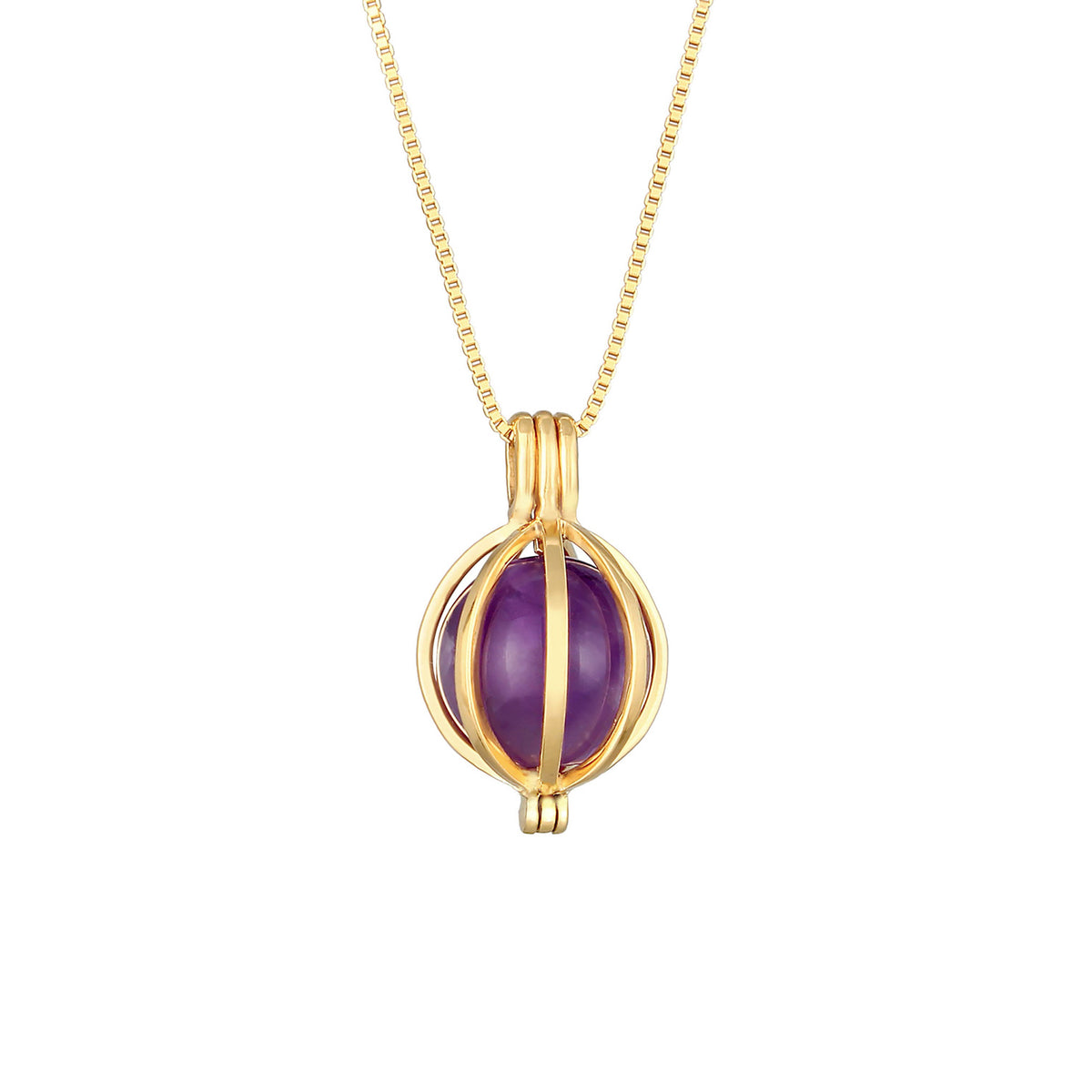 Gold - Elli PREMIUM | Venezianer-Halskette | Amethyst ( Violett ) | 925 Sterling Silber vergoldet