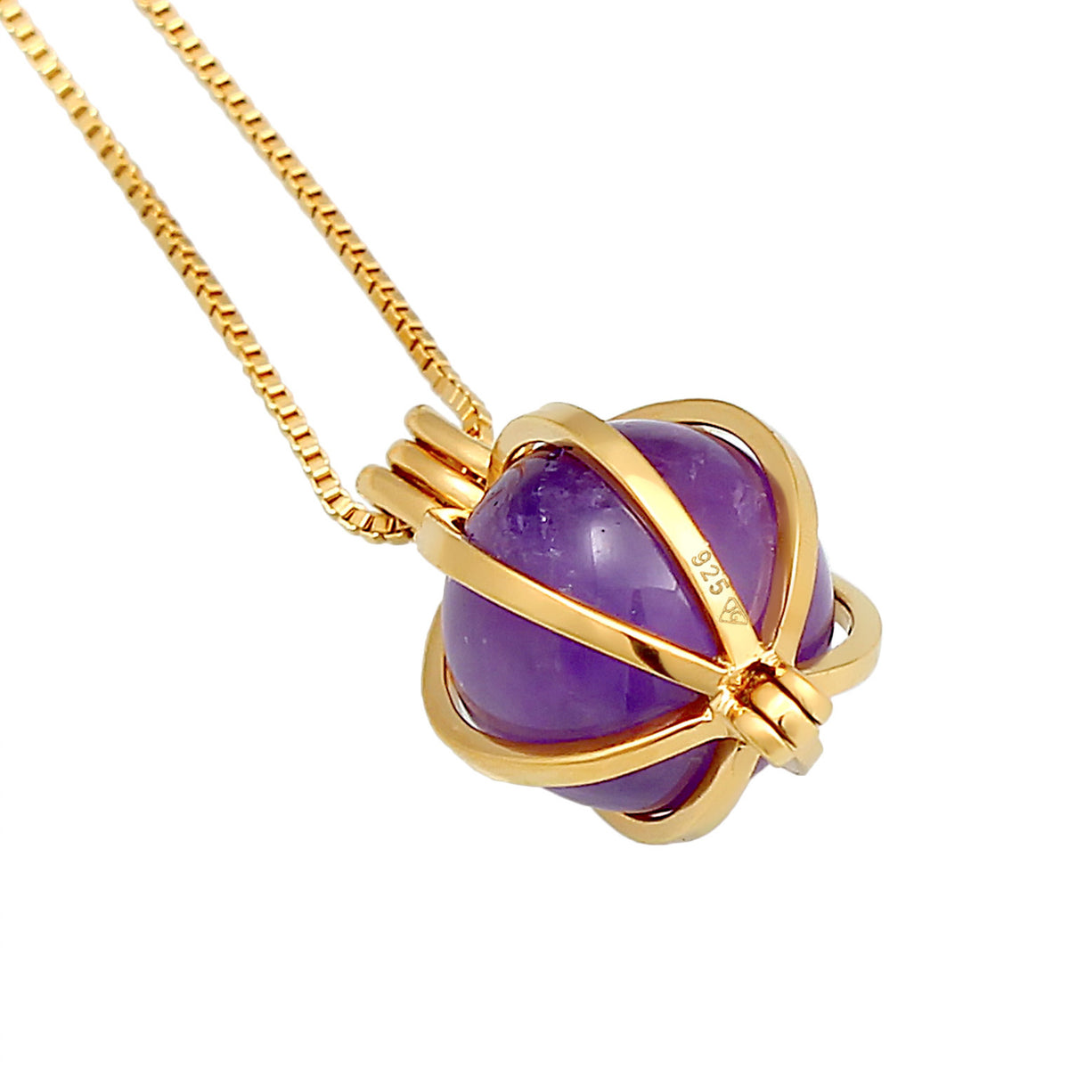 Gold - Elli PREMIUM | Venezianer-Halskette | Amethyst ( Violett ) | 925 Sterling Silber vergoldet