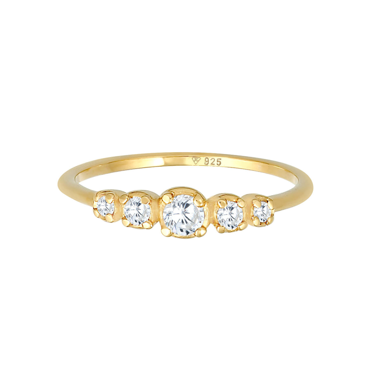 Gold - Elli | Verlobungsring | Zirkonia ( Weiß ) | 925 Sterling Silber vergoldet