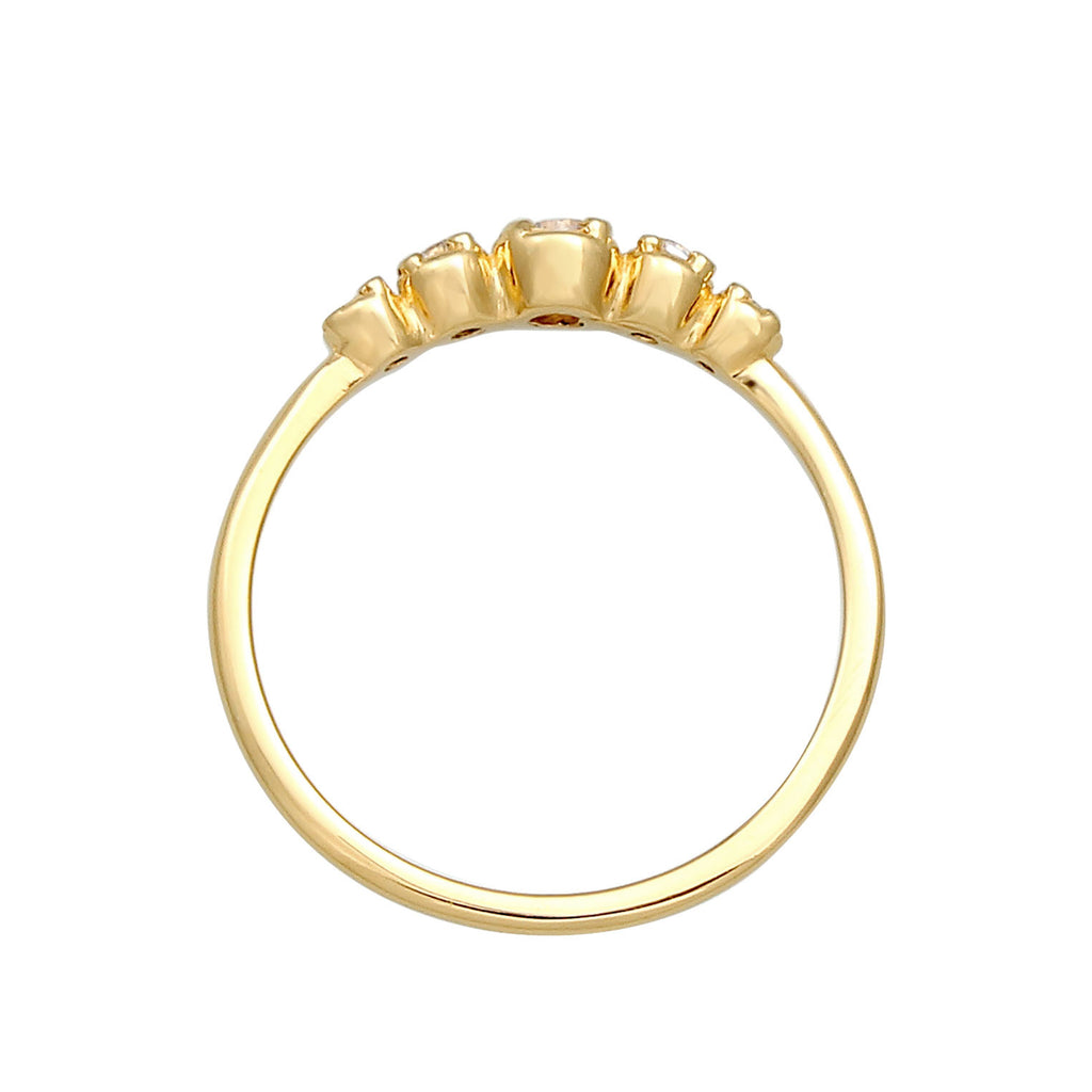 Gold - Elli | Verlobungsring | Zirkonia ( Weiß ) | 925 Sterling Silber vergoldet