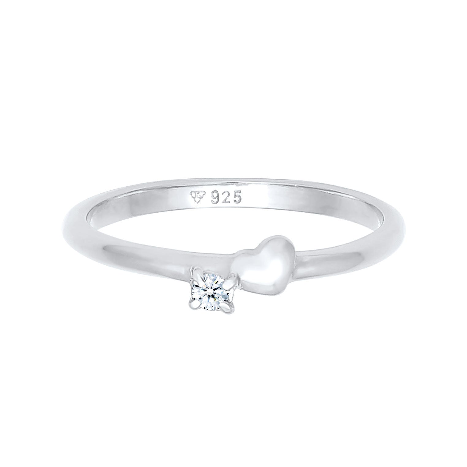 Silber - Elli DIAMONDS | Ring Herz | Diamant ( Weiß, 0,03 ct ) | 925er Sterling Silber