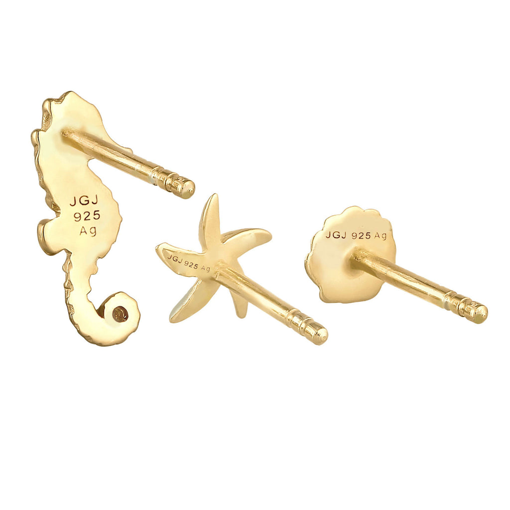 Gold - Elli | Ohrringset Muschel | 925 Sterling Silber vergoldet