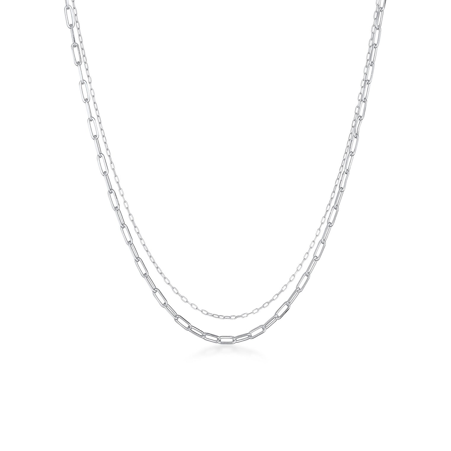 Silber - Elli | Layer-Halskette Gliedermix | 925er Sterling Silber