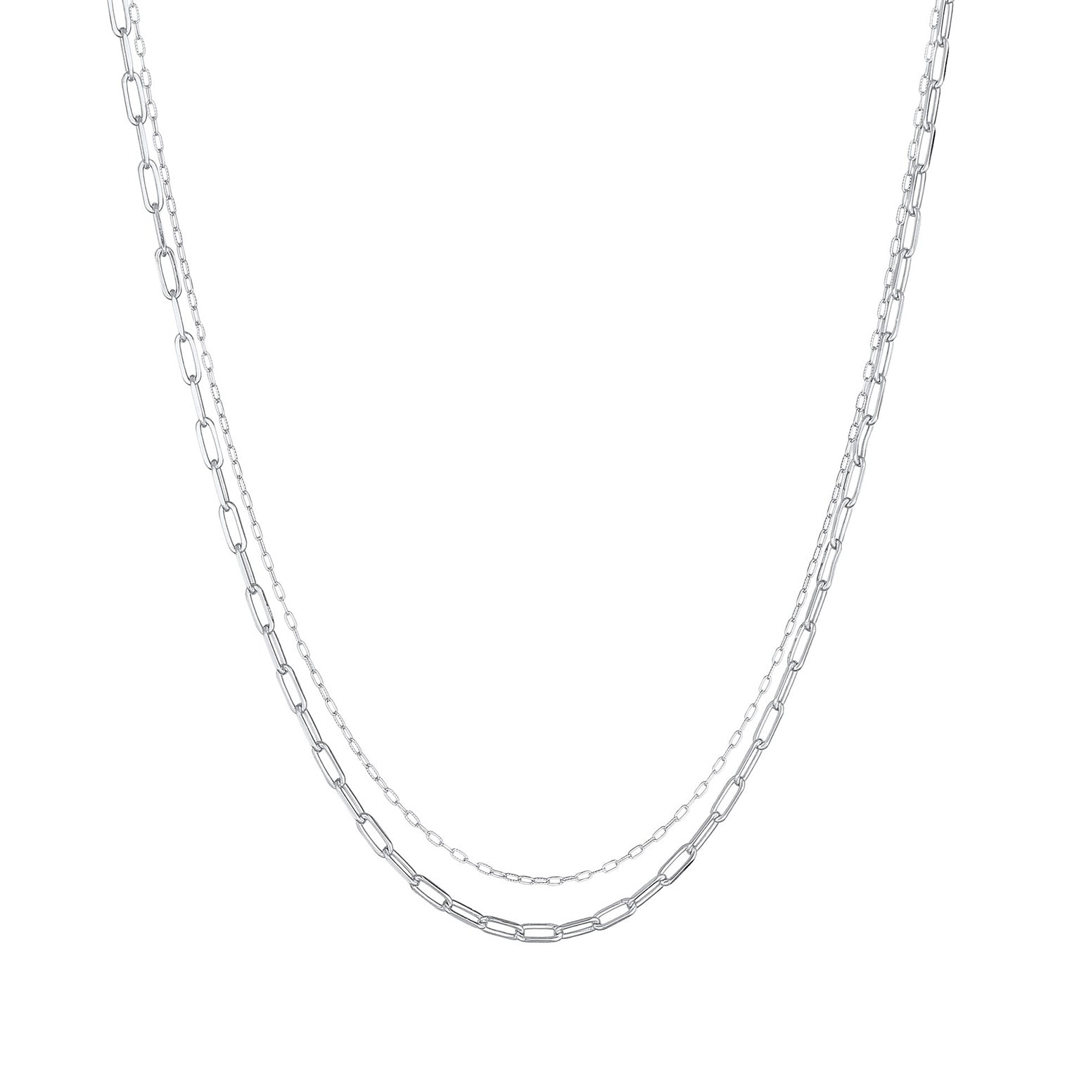 Silber - Elli | Layer-Halskette Gliedermix | 925er Sterling Silber