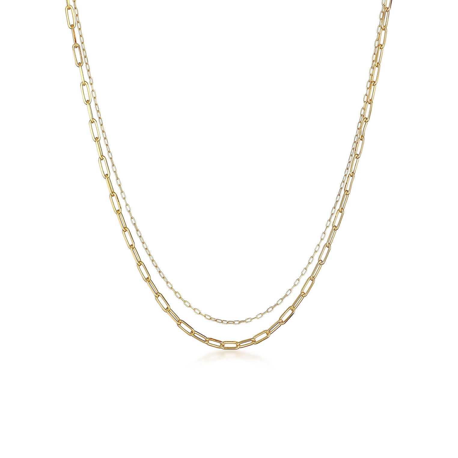 Gold - Elli | Glieder-Layer-Halskette | 925 Sterling Silber vergoldet