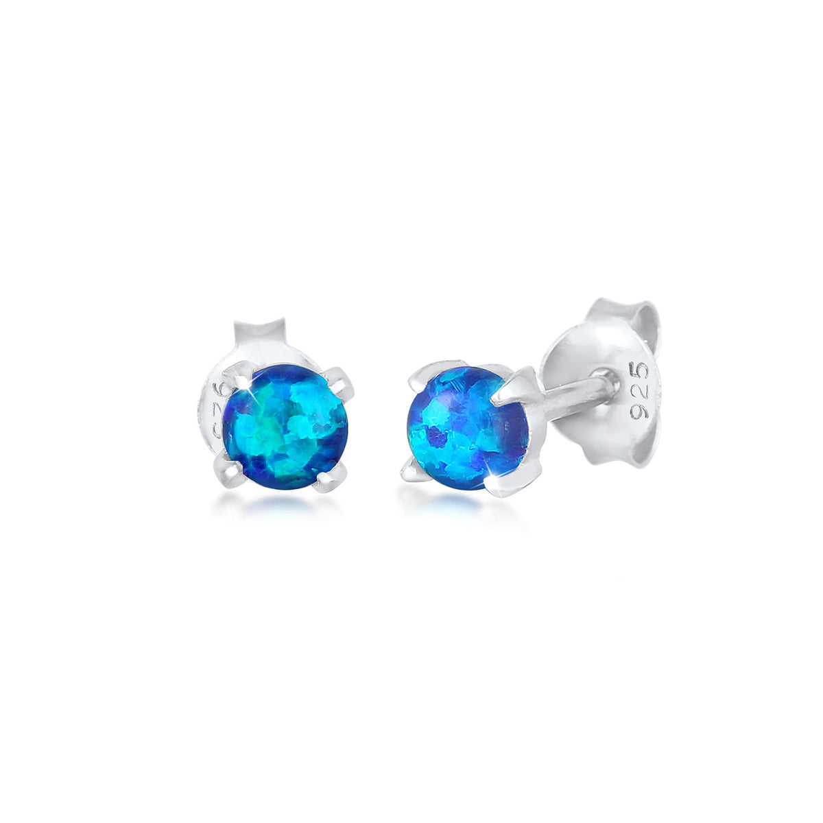 Blau - Elli | Ohrstecker | Opal ( Dunkelblau ) | 925er Sterling Silber