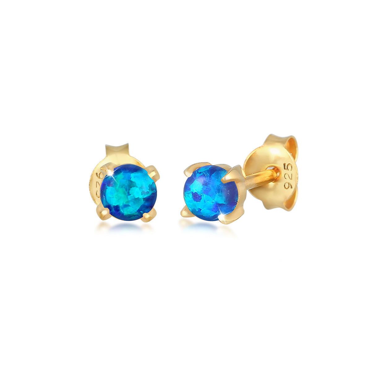 Dunkelblau - Elli | Ohrstecker | Opal ( Dunkelblau ) | 925 Sterling Silber vergoldet