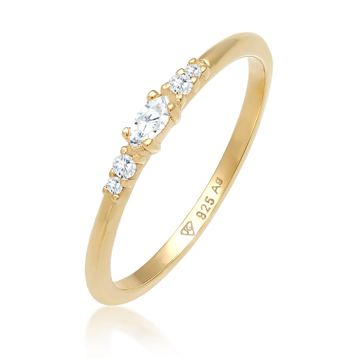 Gold - Elli | Ring | Zirkonia ( Weiß ) | 925 Sterling Silber vergoldet