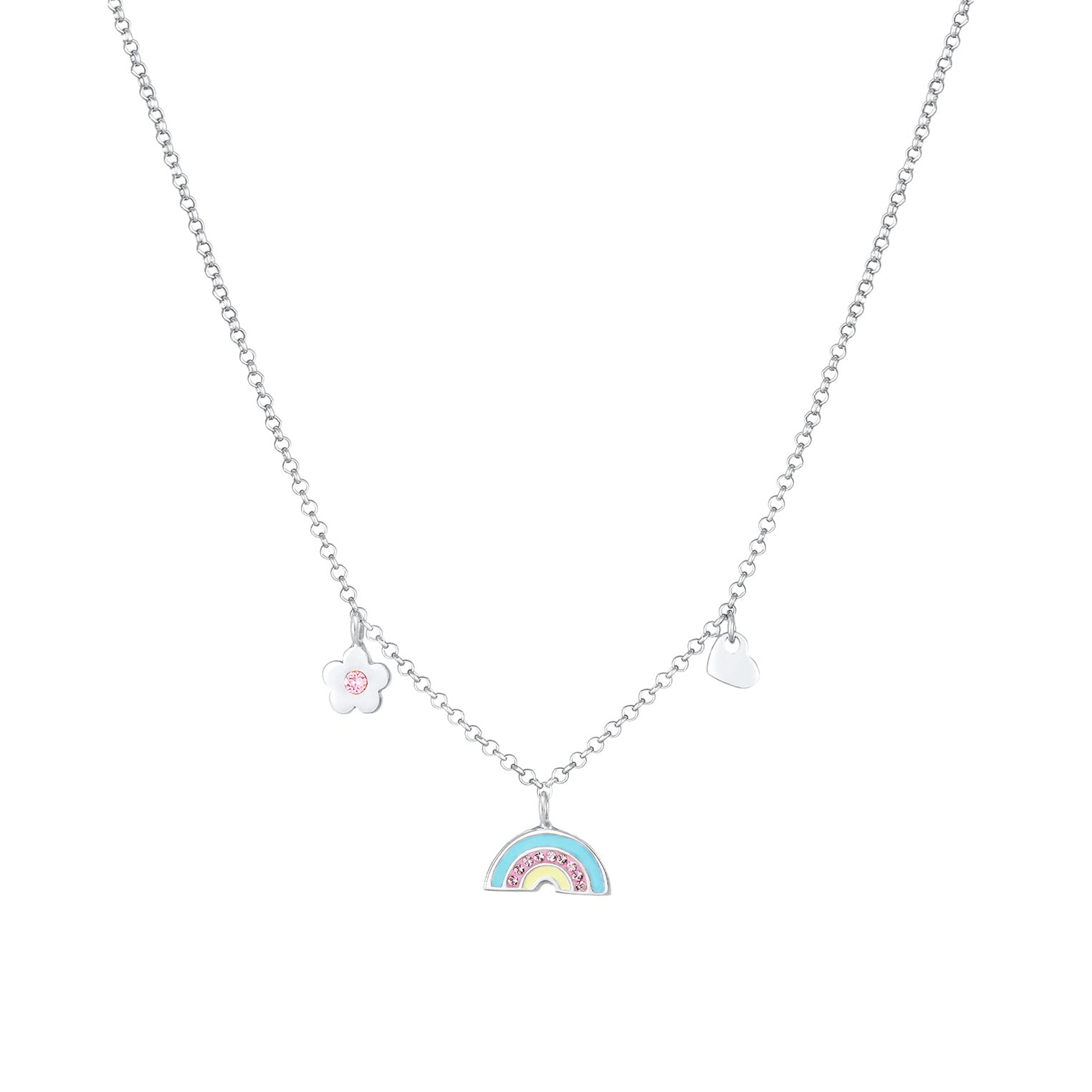 Silber - Elli | Halskette Blume | Mit Kristallen von Swarovski® (Rosa) | 925er Sterling Silber