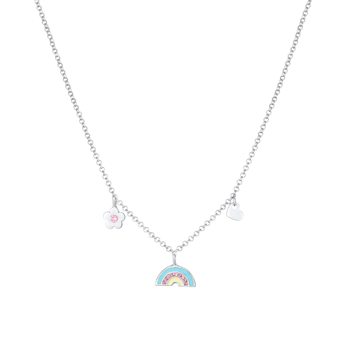 Silber - Elli | Halskette Blume | Mit Kristallen von Swarovski® (Rosa) | 925er Sterling Silber