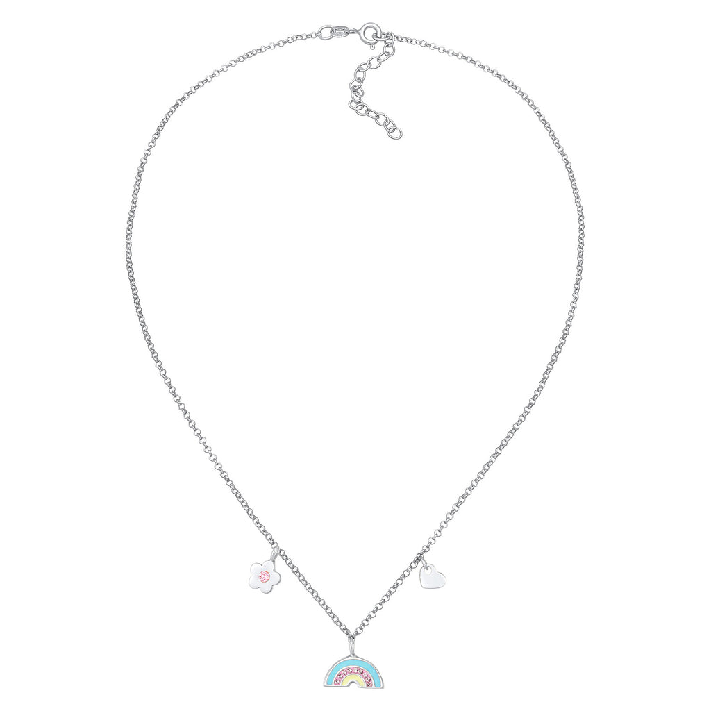 Silber - Elli | Halskette Blume | Mit Kristallen von Swarovski® (Rosa) | 925er Sterling Silber