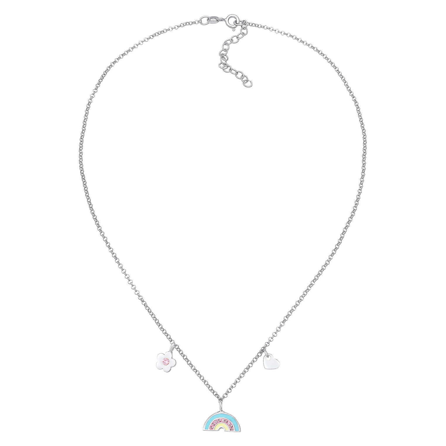 Silber - Elli | Halskette Blume | Mit Kristallen von Swarovski® (Rosa) | 925er Sterling Silber