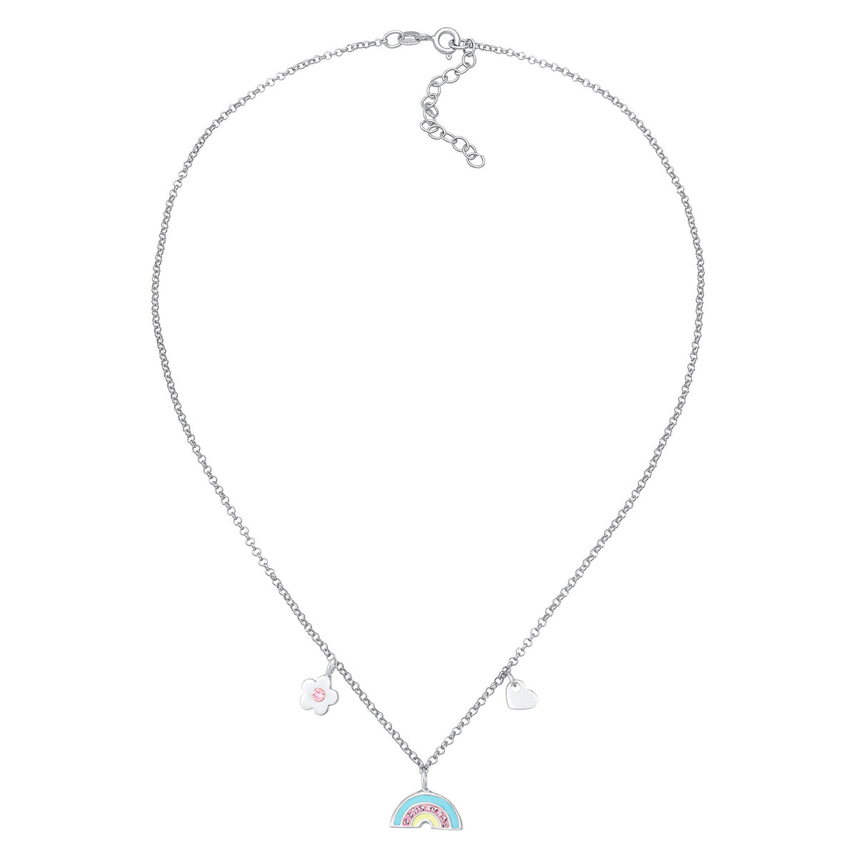 Silber - Elli | Halskette Blume | Mit Kristallen von Swarovski® (Rosa) | 925er Sterling Silber