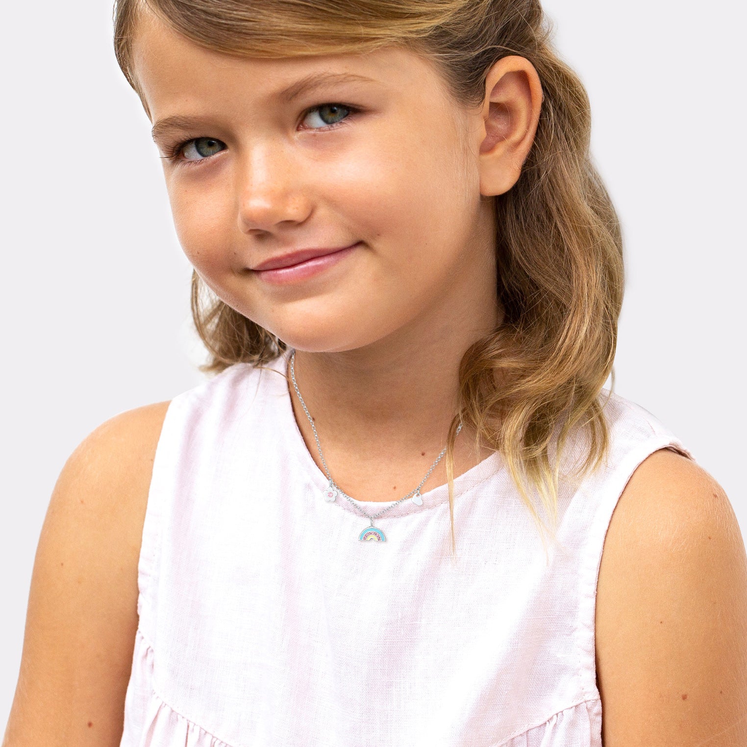 Silber - Elli | Halskette Blume | Mit Kristallen von Swarovski® (Rosa) | 925er Sterling Silber