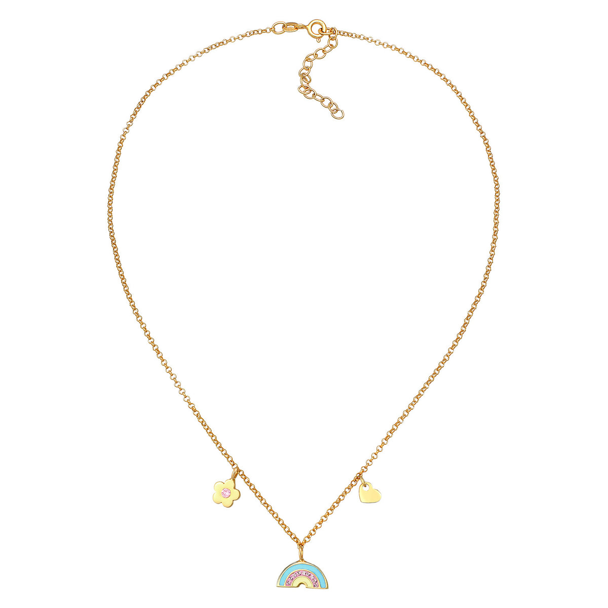 Gold - Elli | Halskette Blume | Mit Kristallen von Swarovski® (Rosa) | 925 Sterling Silber vergoldet