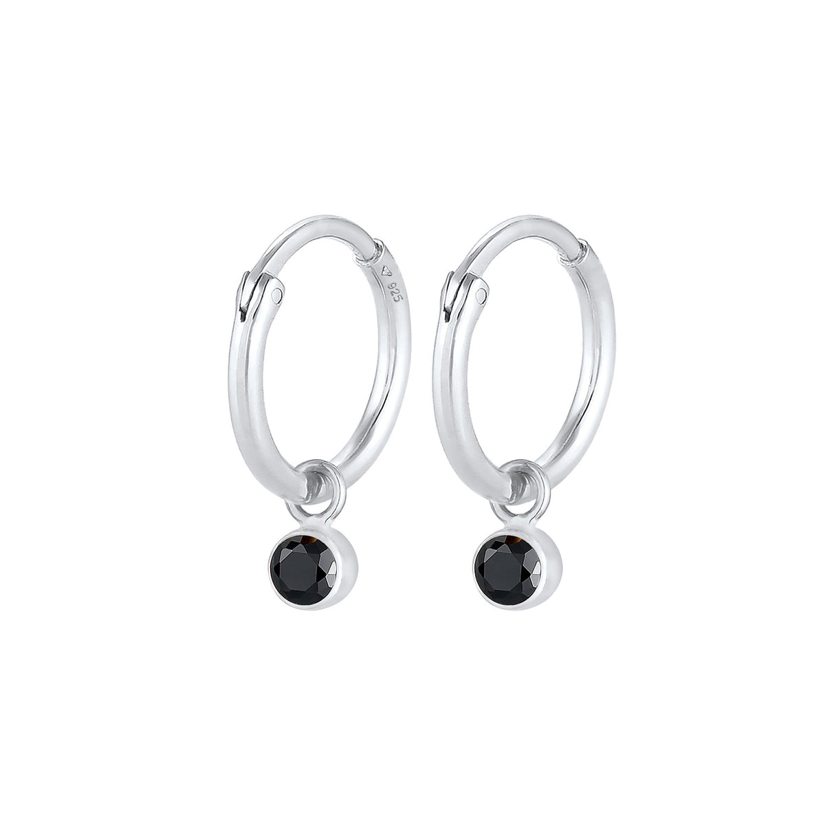 Silber - Elli | Creole | Zirkonia ( Schwarz ) | 925er Sterling Silber