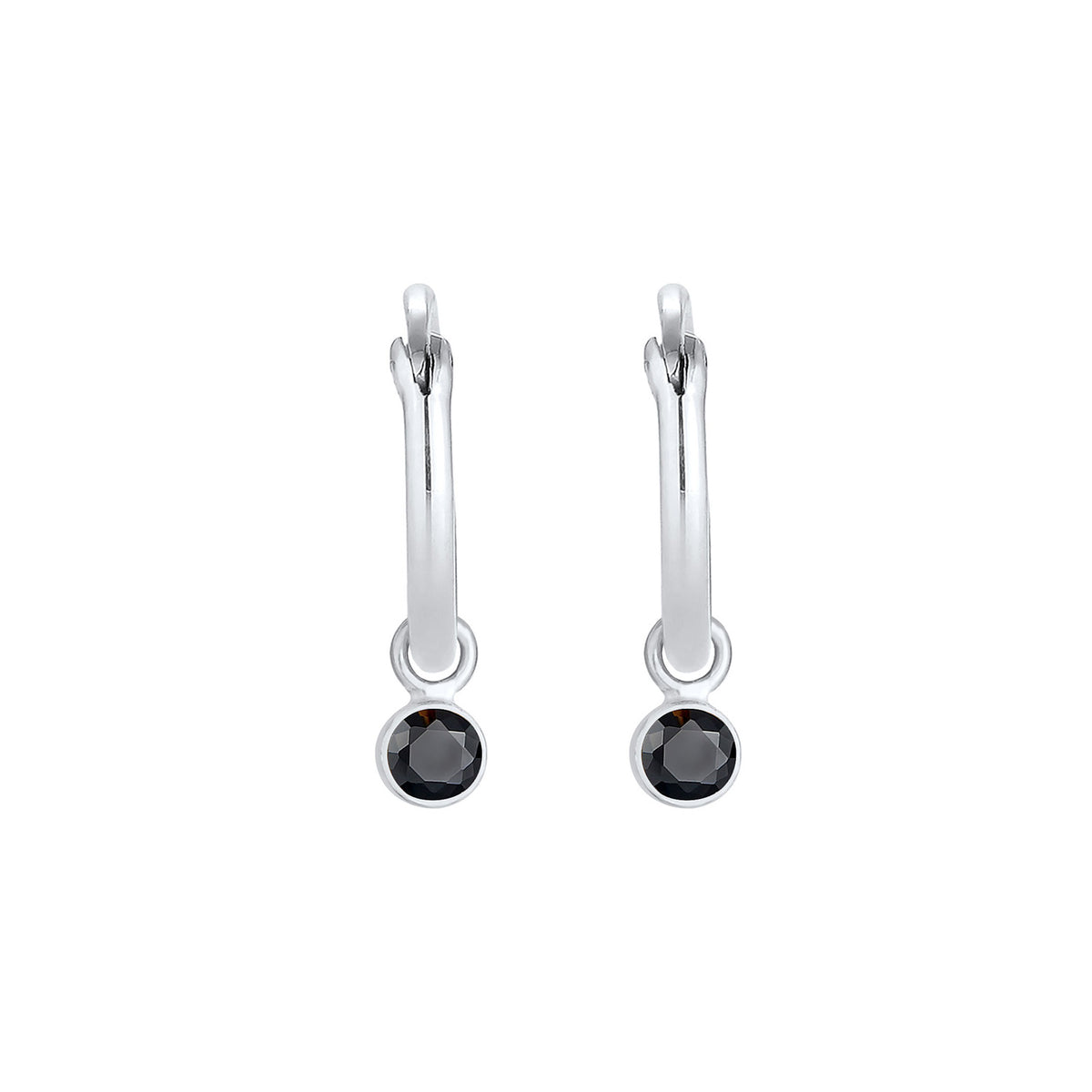 Silber - Elli | Creole | Zirkonia ( Schwarz ) | 925er Sterling Silber