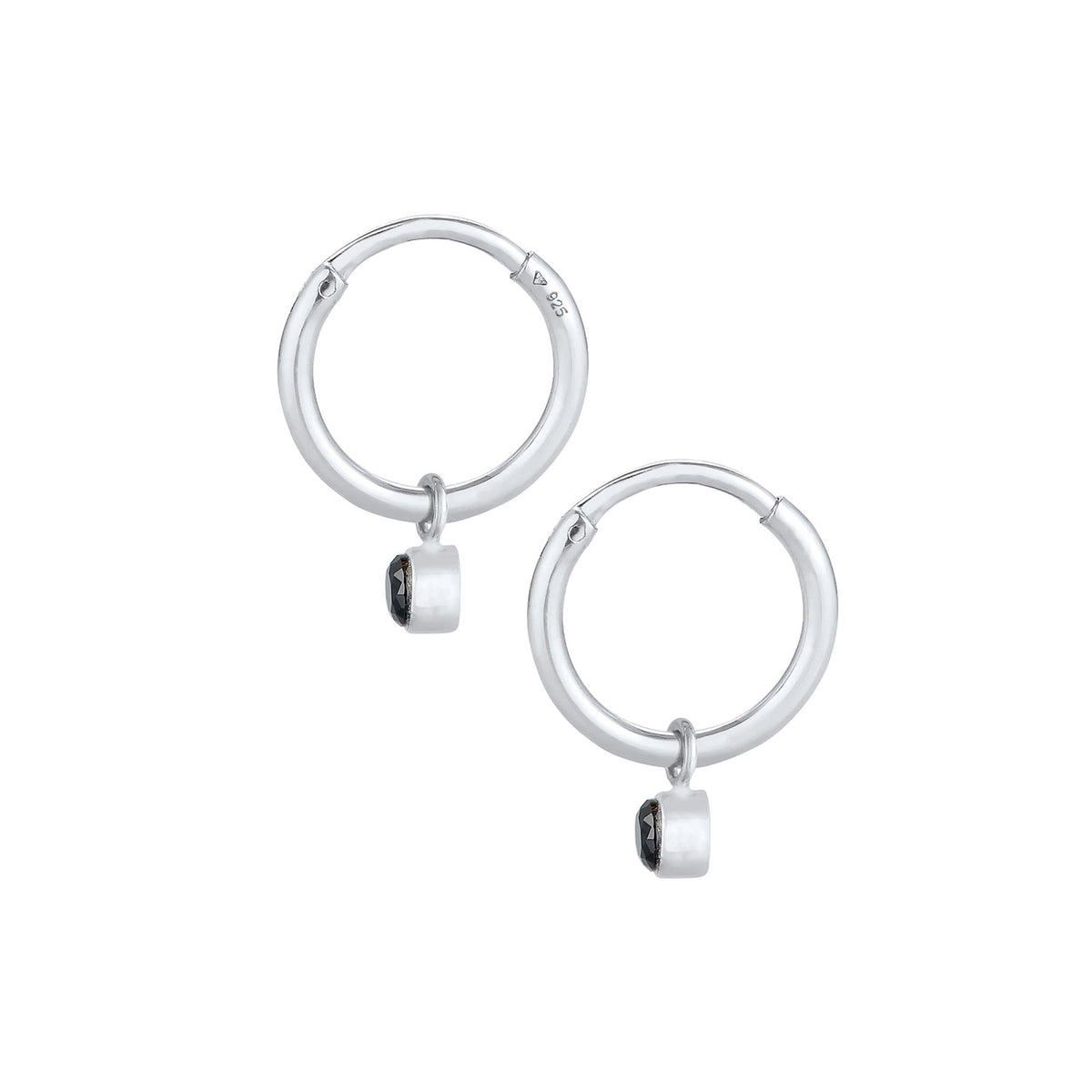 Silber - Elli | Creole | Zirkonia ( Schwarz ) | 925er Sterling Silber