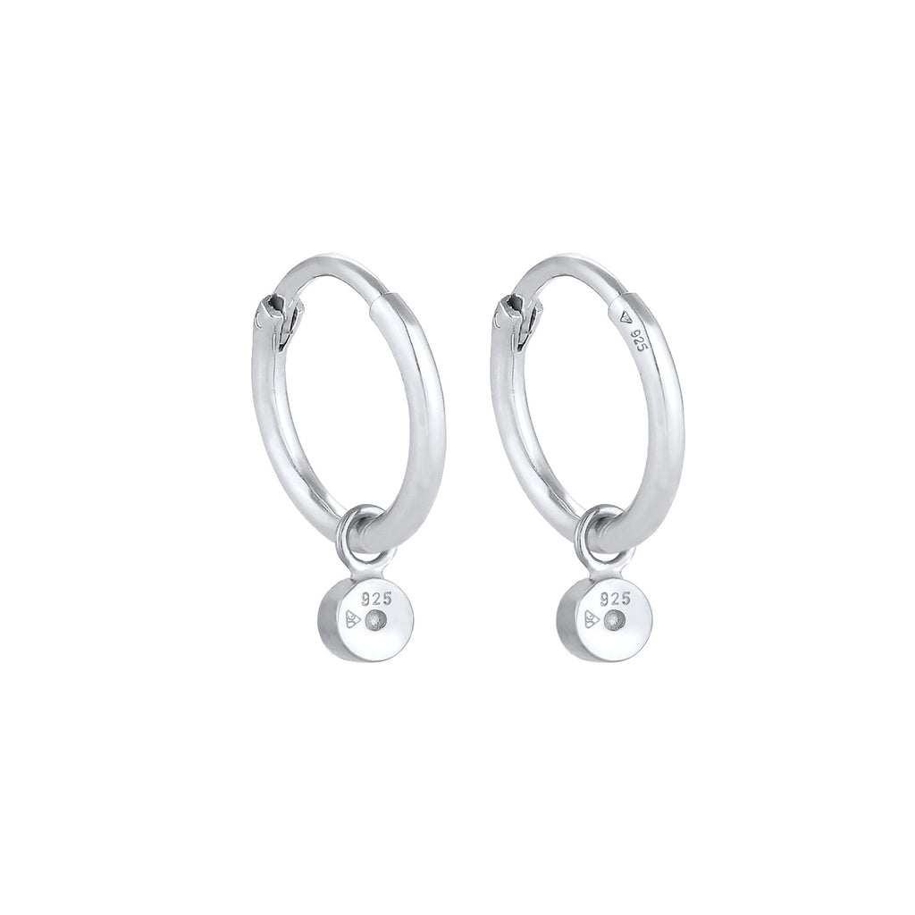 Silber - Elli | Creole | Zirkonia ( Schwarz ) | 925er Sterling Silber