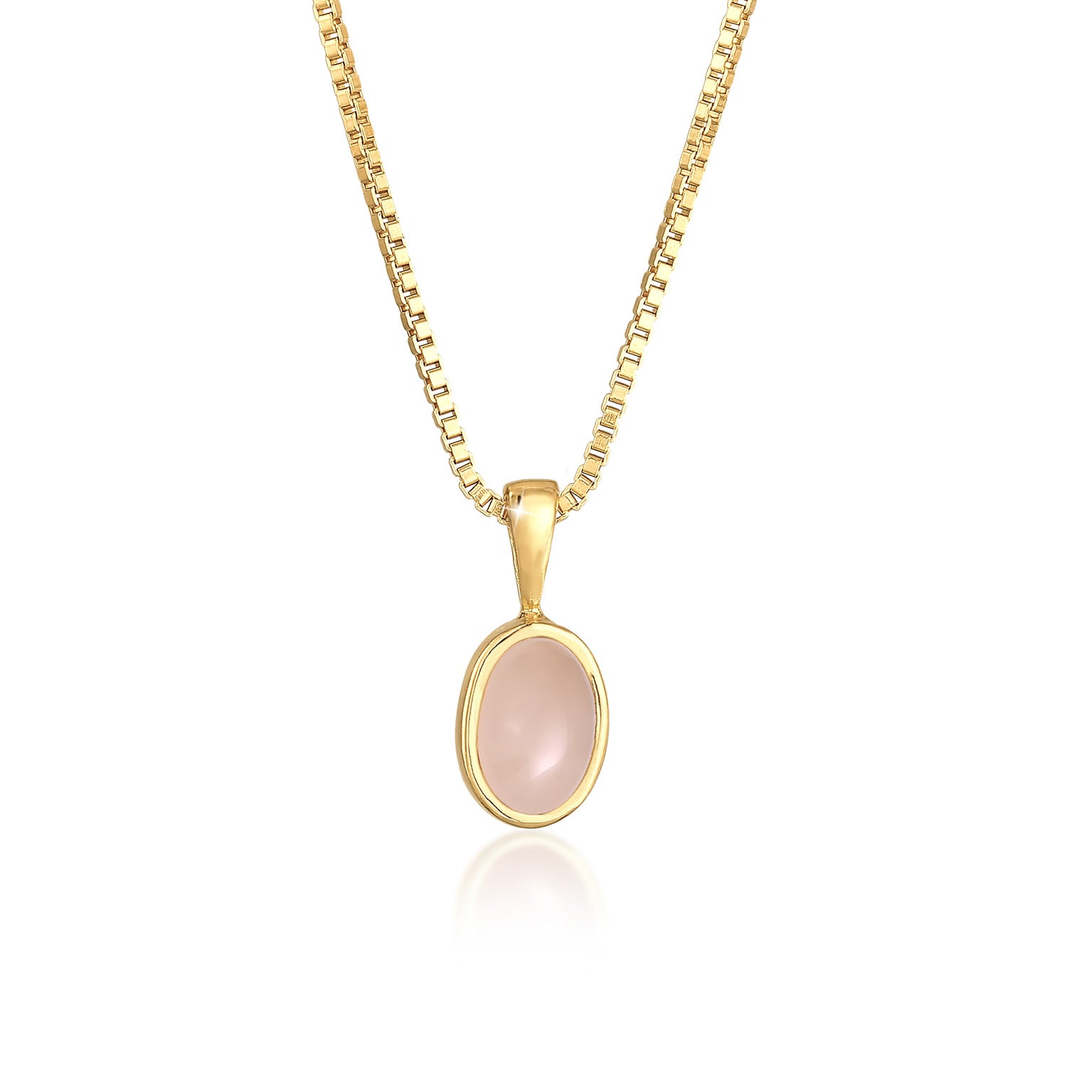 Gold - Elli PREMIUM | Venezianer-Halskette | Quarz ( Rosa ) | 925 Sterling Silber vergoldet